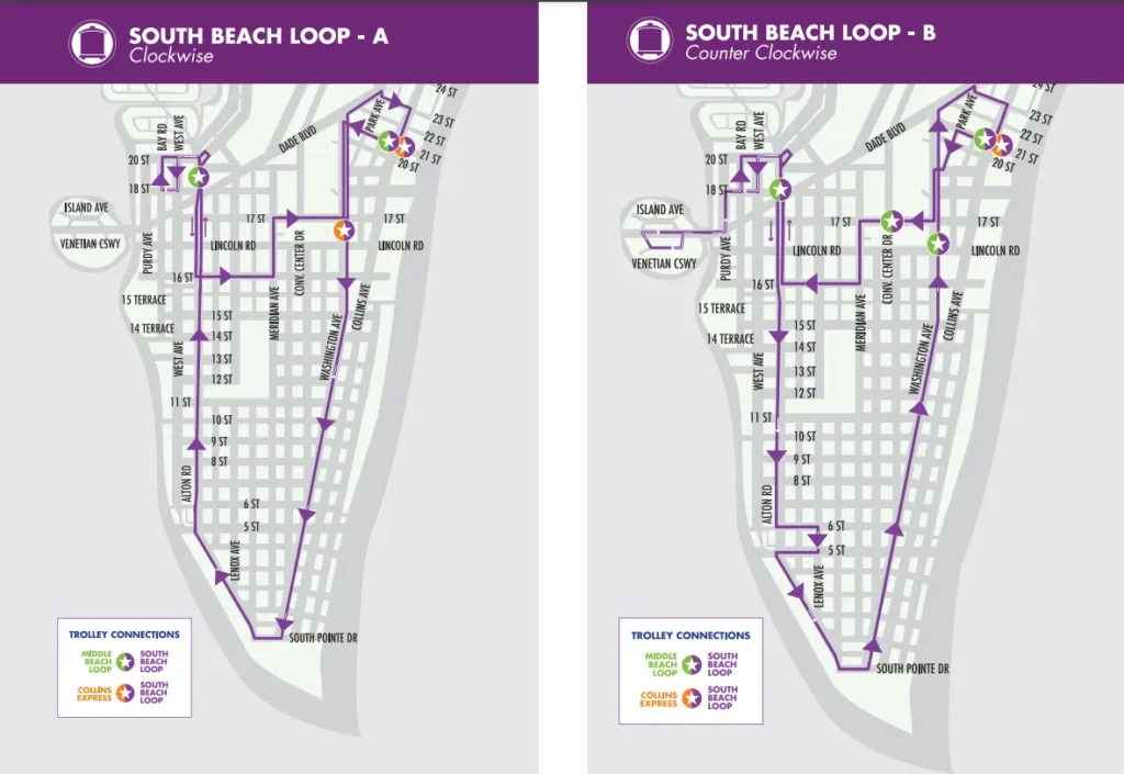 Mapa de stouch beach loop identificado con el color violeta.